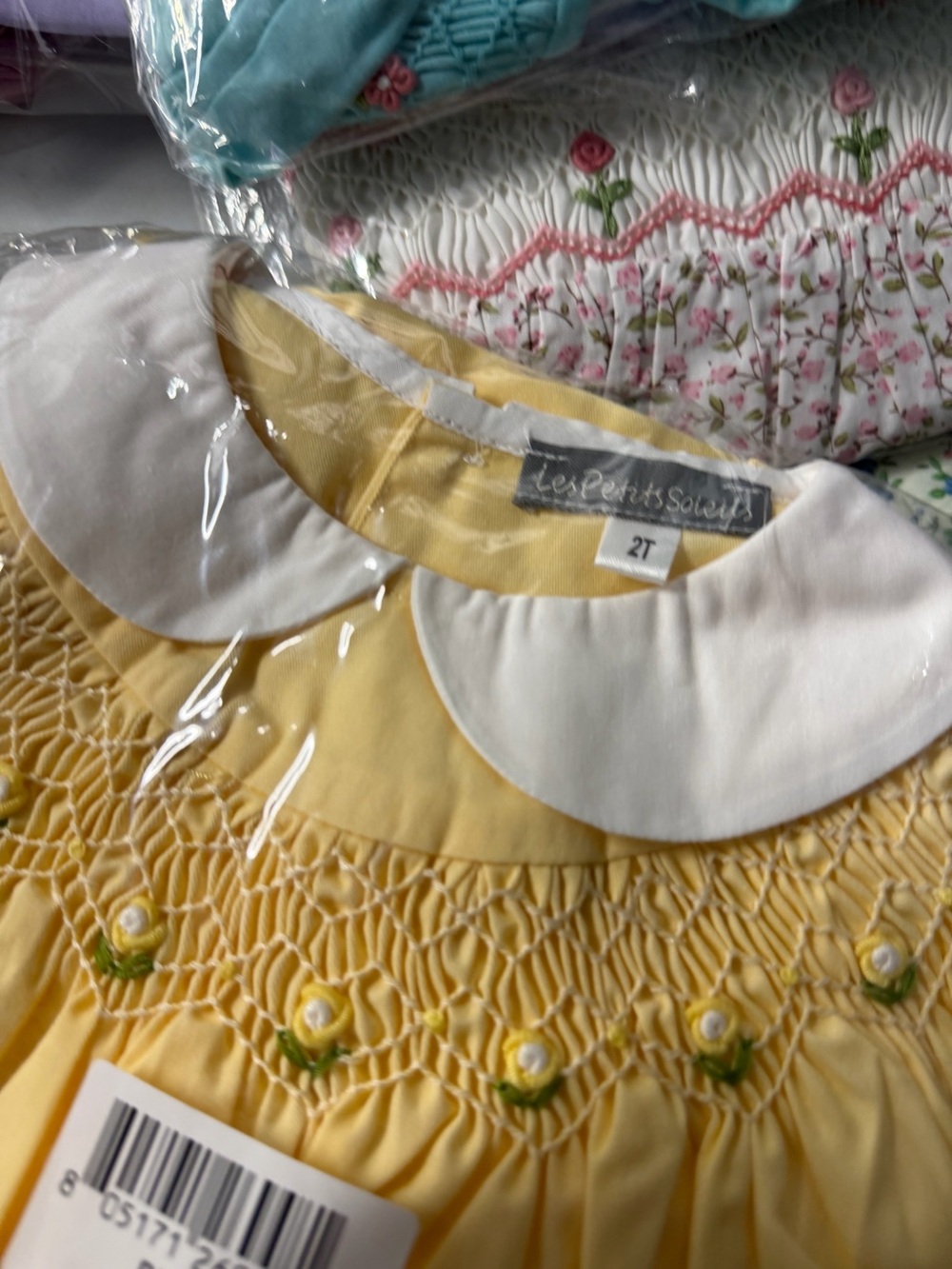 Smocked yellow two toddler dress new with tag